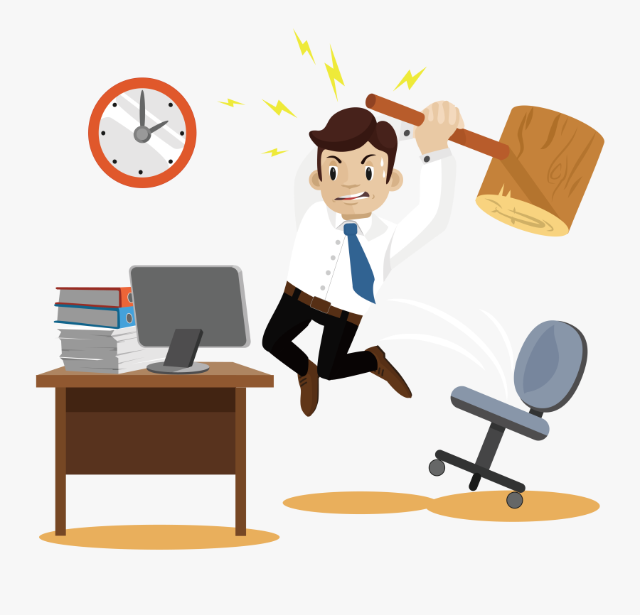 Humans Clipart Office Person - Angry Business Man Cartoon Png, Transparent Clipart