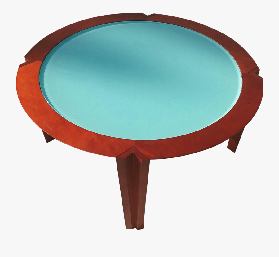 Modern Brayton International Turquoise Glass Top Round - Coffee Table, Transparent Clipart