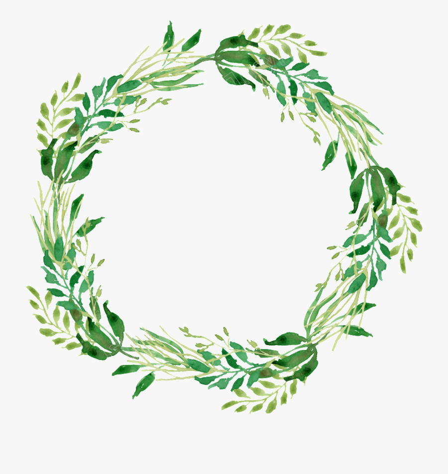 Transparent Herbs Clipart - Green Watercolor Wreath Png, Transparent Clipart
