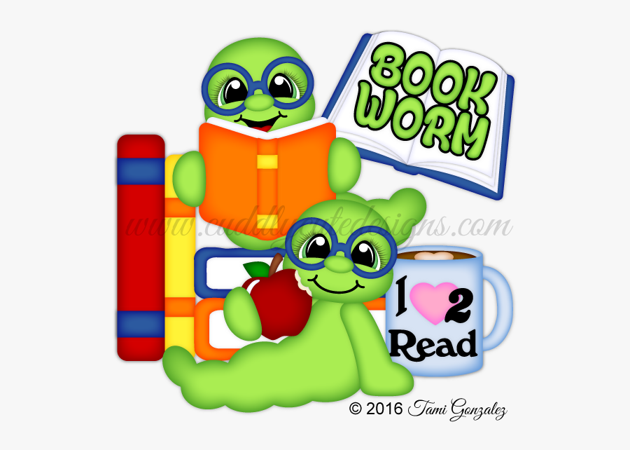 Cartoon Clip Art Book Worm, Transparent Clipart