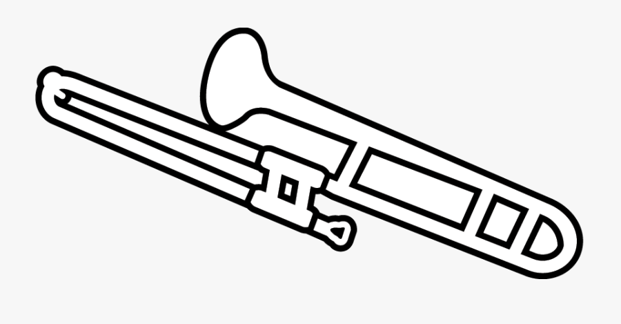 Trombone - Line Art, Transparent Clipart