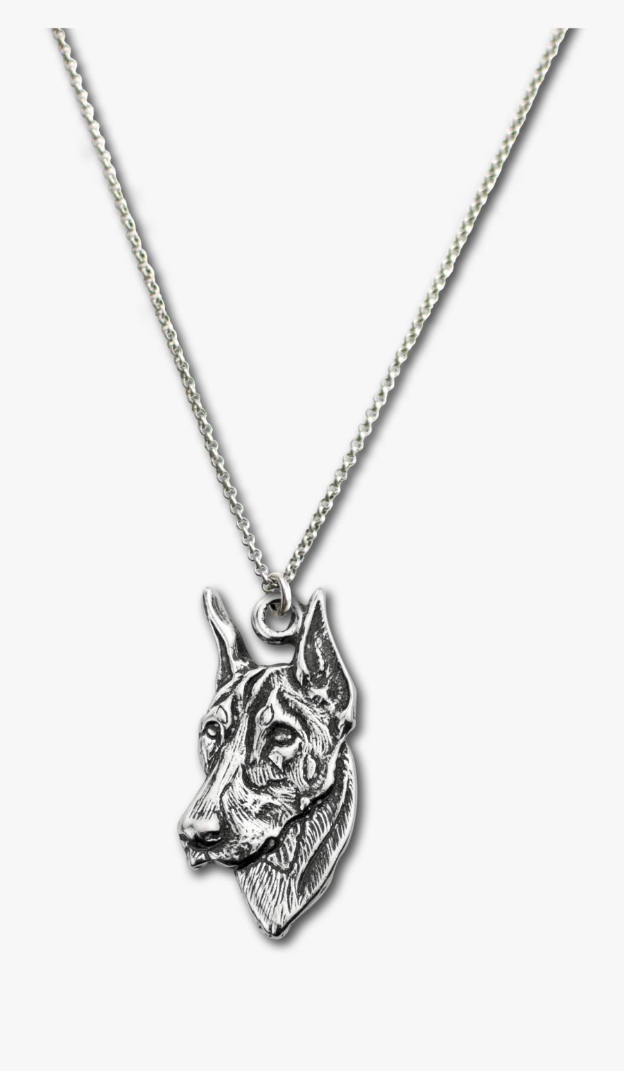 Doberman Charm On Rolo Chain - Locket, Transparent Clipart