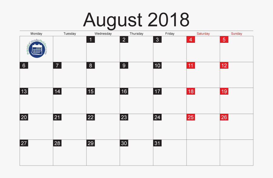 Clip Art August In Pdf Jpg - Moon Phases Calendar April 2018, Transparent Clipart