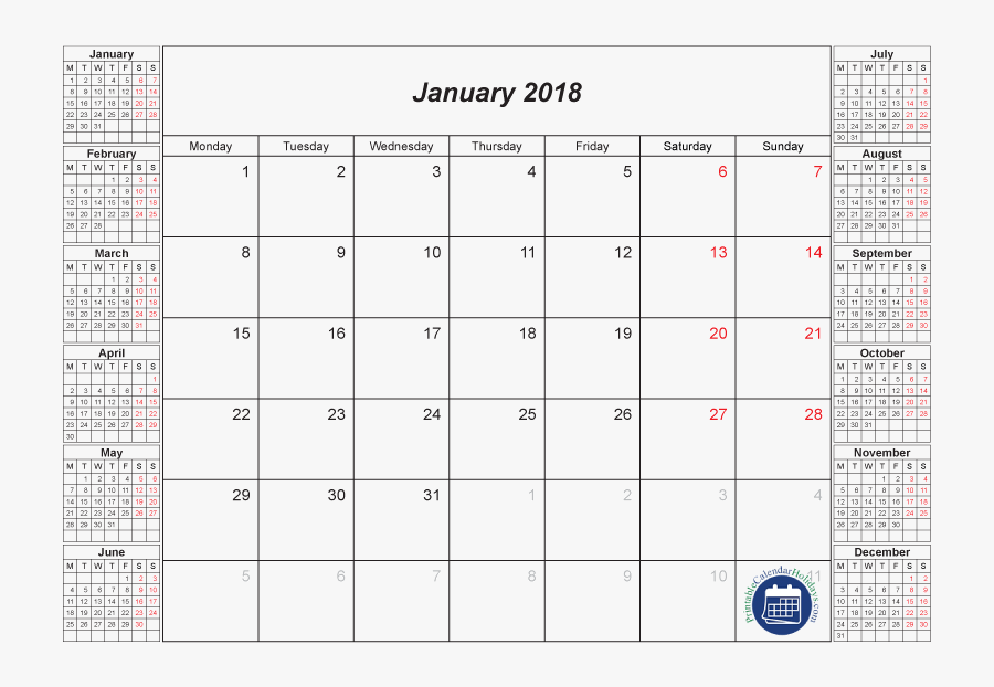 Clip Art Calendar January - August 2018 Calendar With Holidays Usa, Transparent Clipart