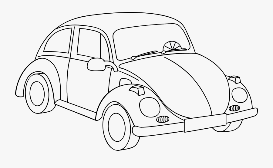 Clip Art Car Outline Drawing - Volkswagen Escarabajo Para Colorear, Transparent Clipart