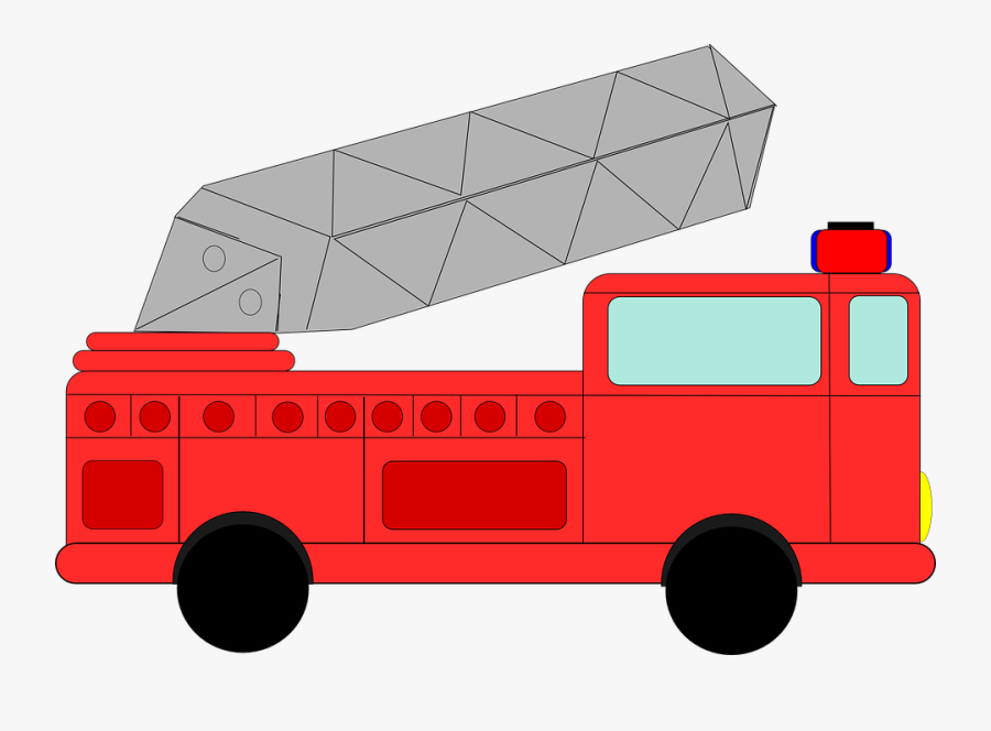 Outline, Man, Fireman, Fire, Engine, Car, Cartoon - Fire Truck Clip Art, Transparent Clipart