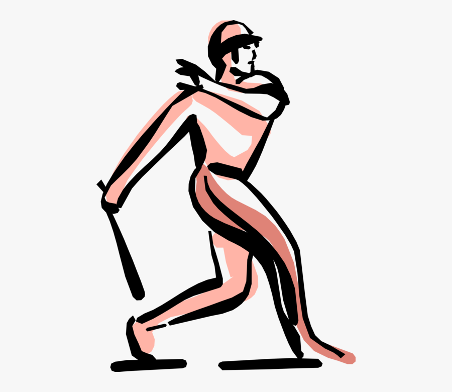 Vector Illustration Of Sports Baseball Batter Swings - Illustration, Transparent Clipart