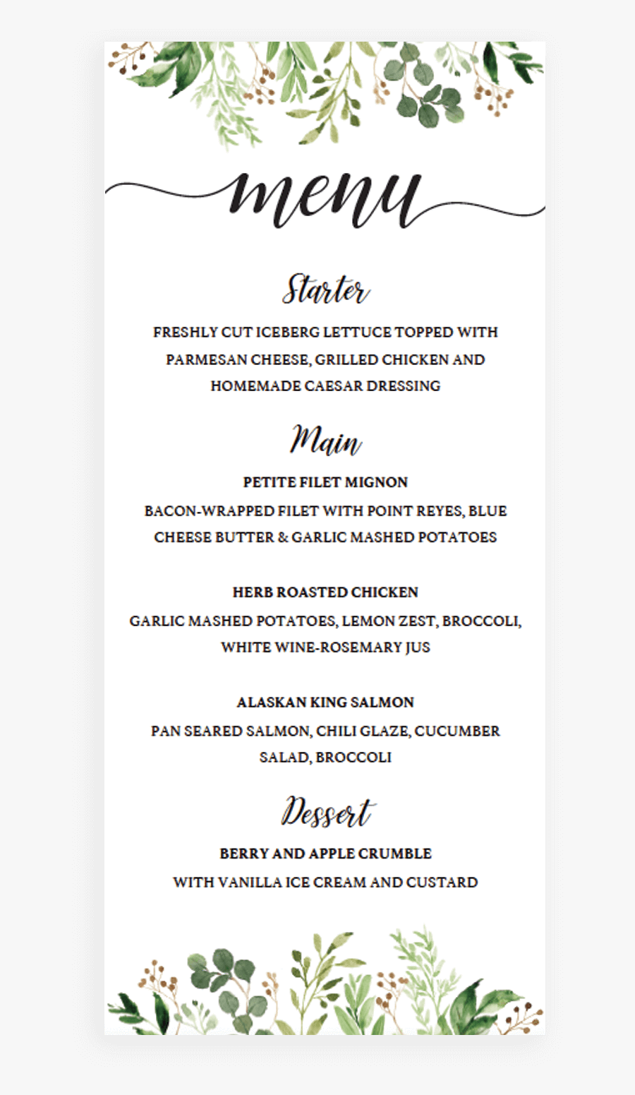 Clip Art Rsvp Card Template Free - Eucalyptus Greenery Wedding Menu, Transparent Clipart
