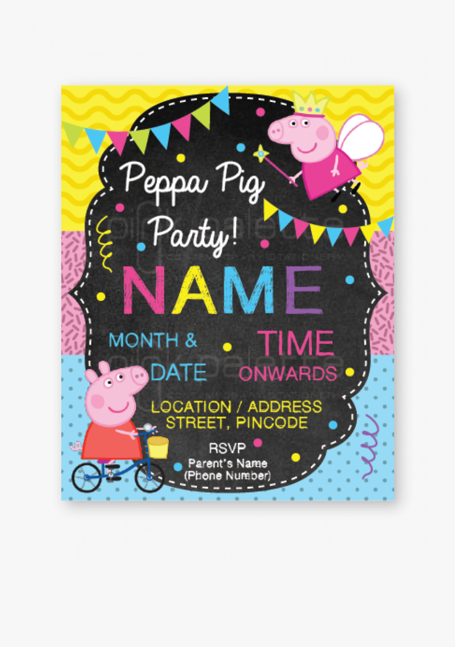 Peppa Pig Birthday E-invite - Peppa Pig Free Invitation, Transparent Clipart