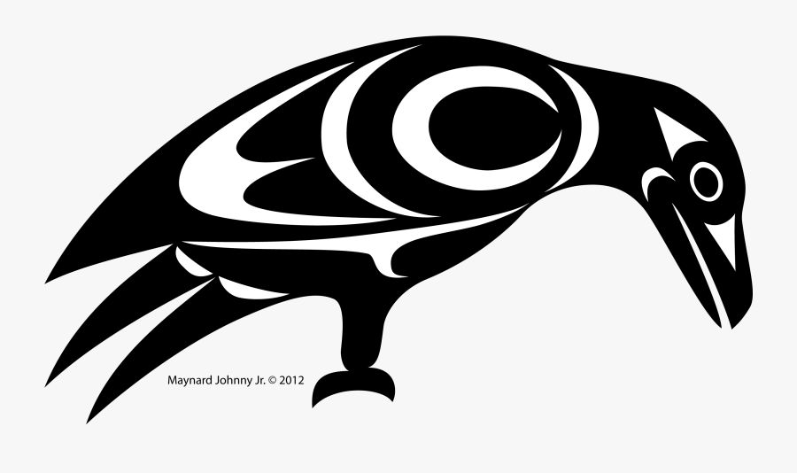 Coast Salish Raven Outline, Transparent Clipart