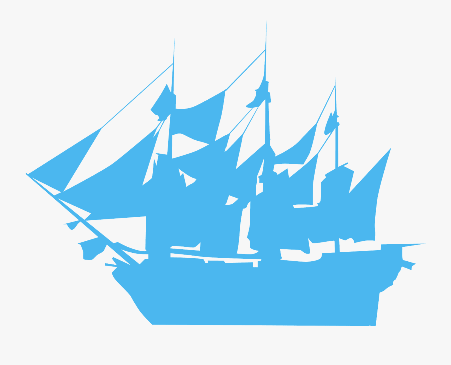 Blue Ship Silhouette, Transparent Clipart