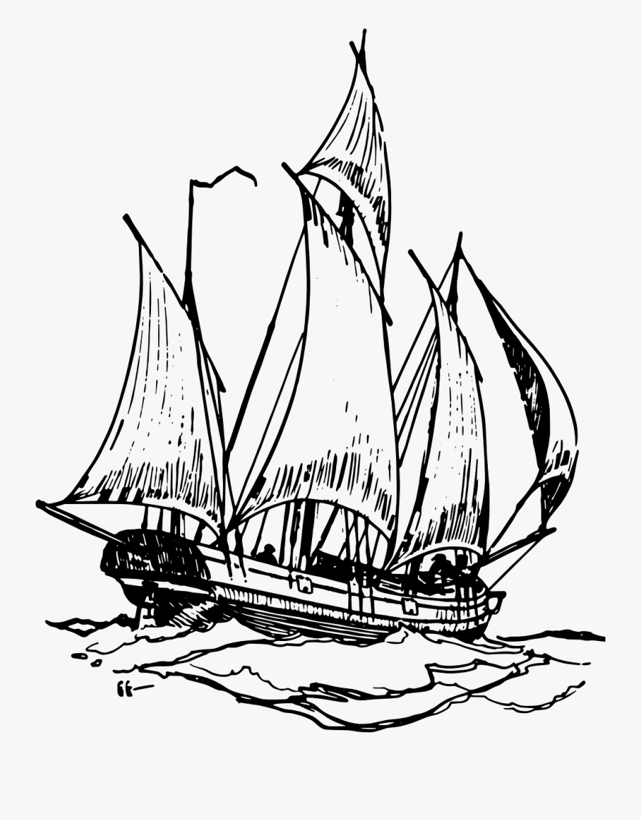 Sailing Ship Sail Ship Sailing - Ship On Water Drawing, Transparent Clipart