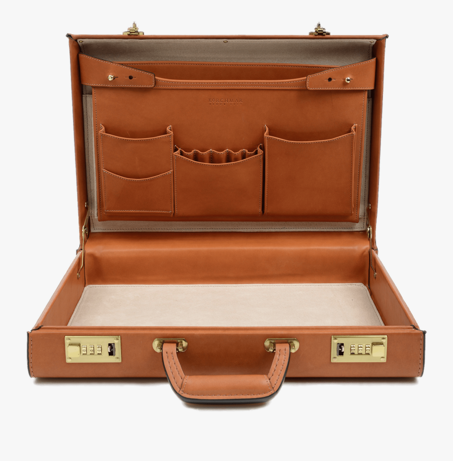 Open Leather Briefcase Transparent - Bridle Leather Attache Case, Transparent Clipart