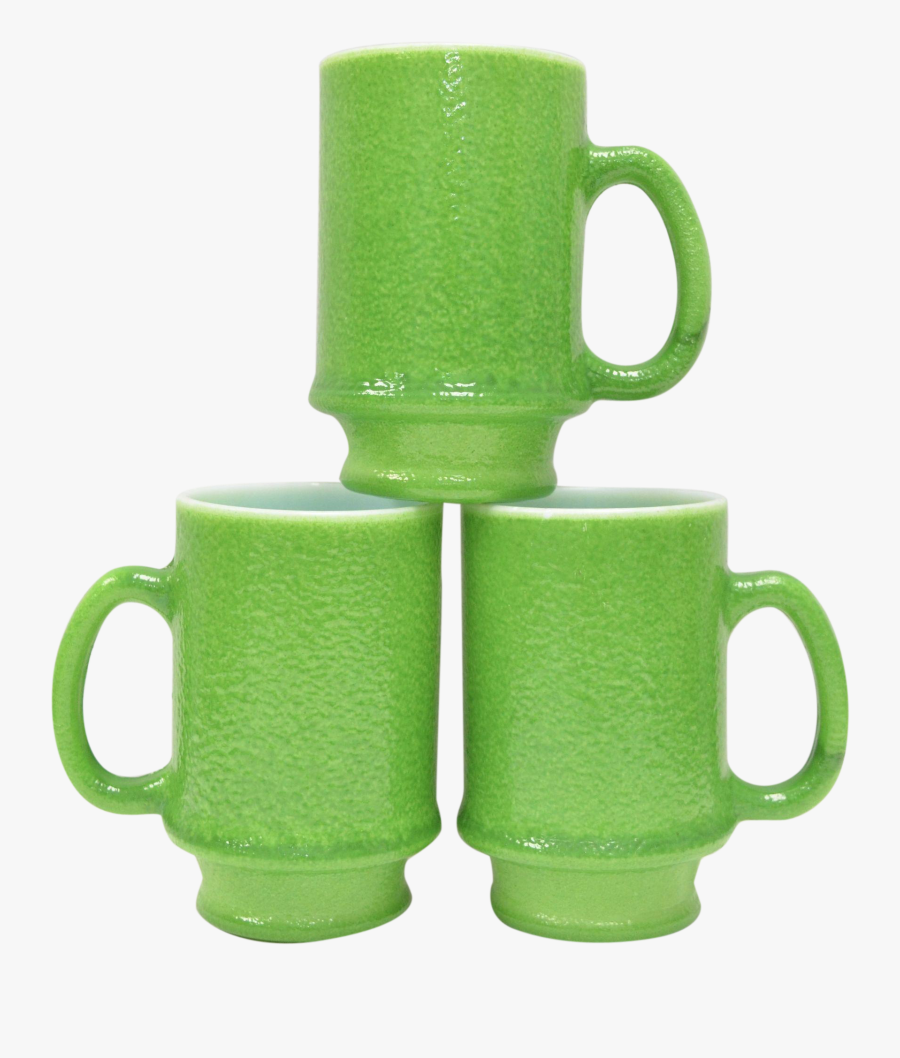 Hazel Atlas Set Of 3 Green Pebble Orange Peel Textured - Coffee Cup, Transparent Clipart