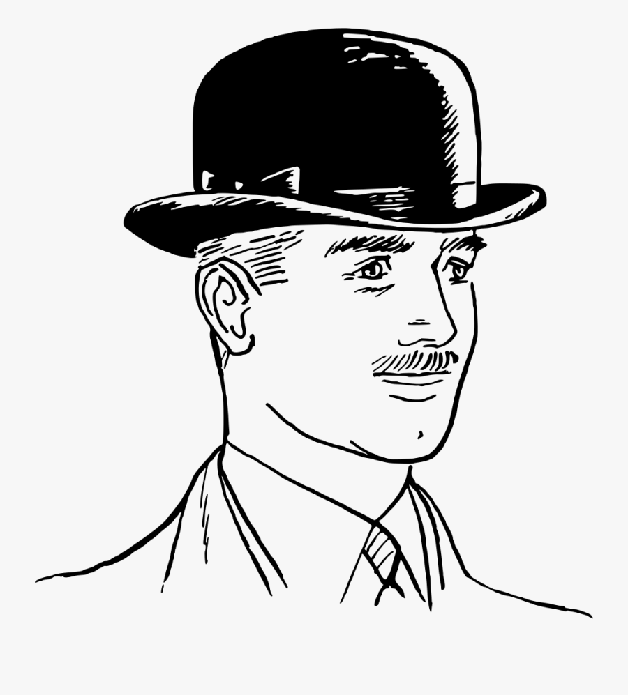 Art,monochrome Photography,facial Hair - Cap With Man Lineart, Transparent Clipart