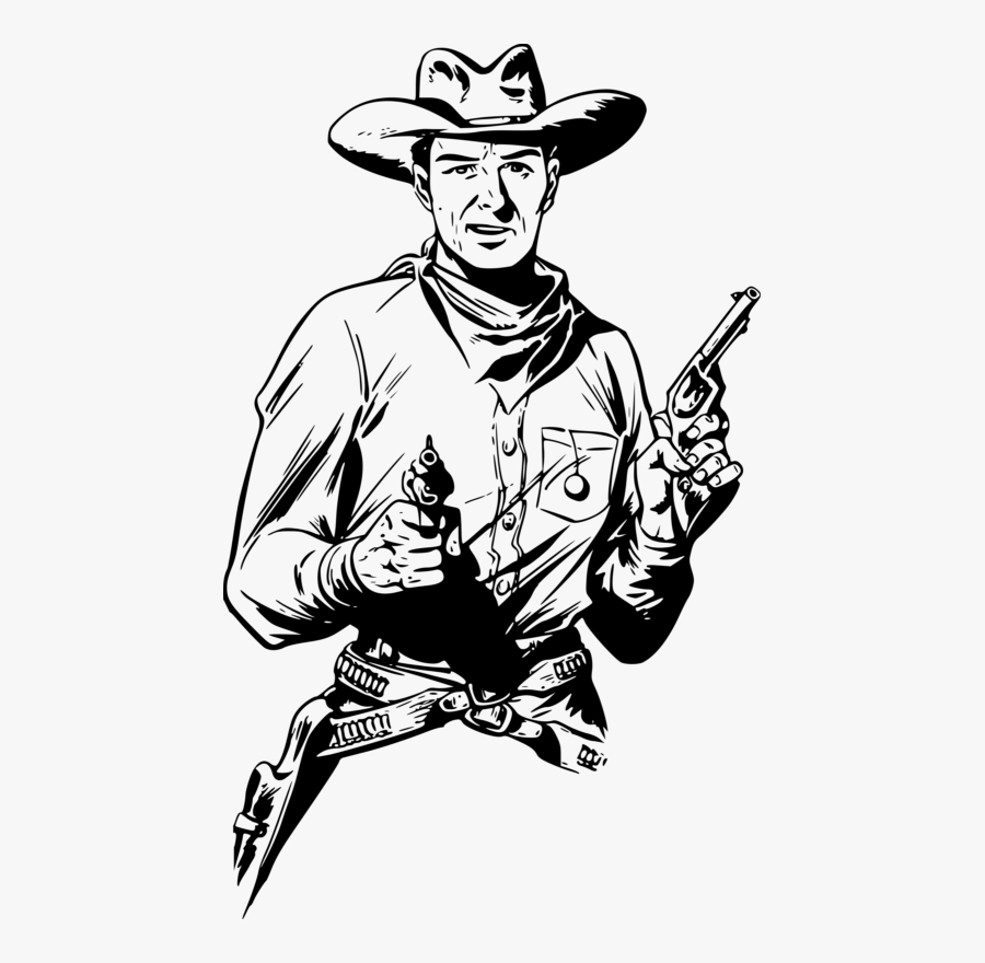 Cowboy Clipart Black And White - Cow Boy, Transparent Clipart