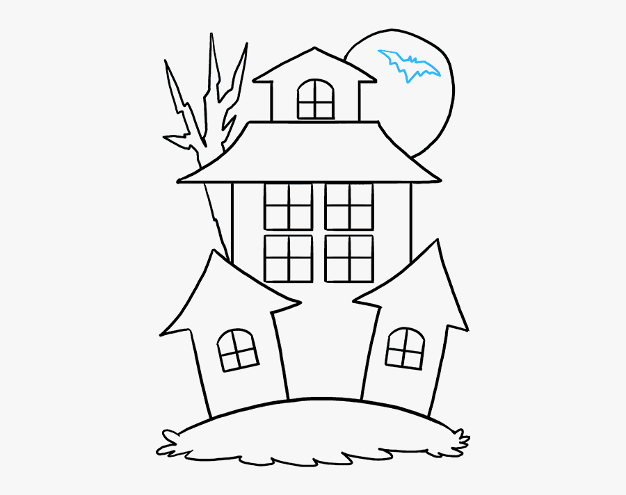 How To Draw A Haunted House - Easy Drawings Haunted House, Transparent Clipart