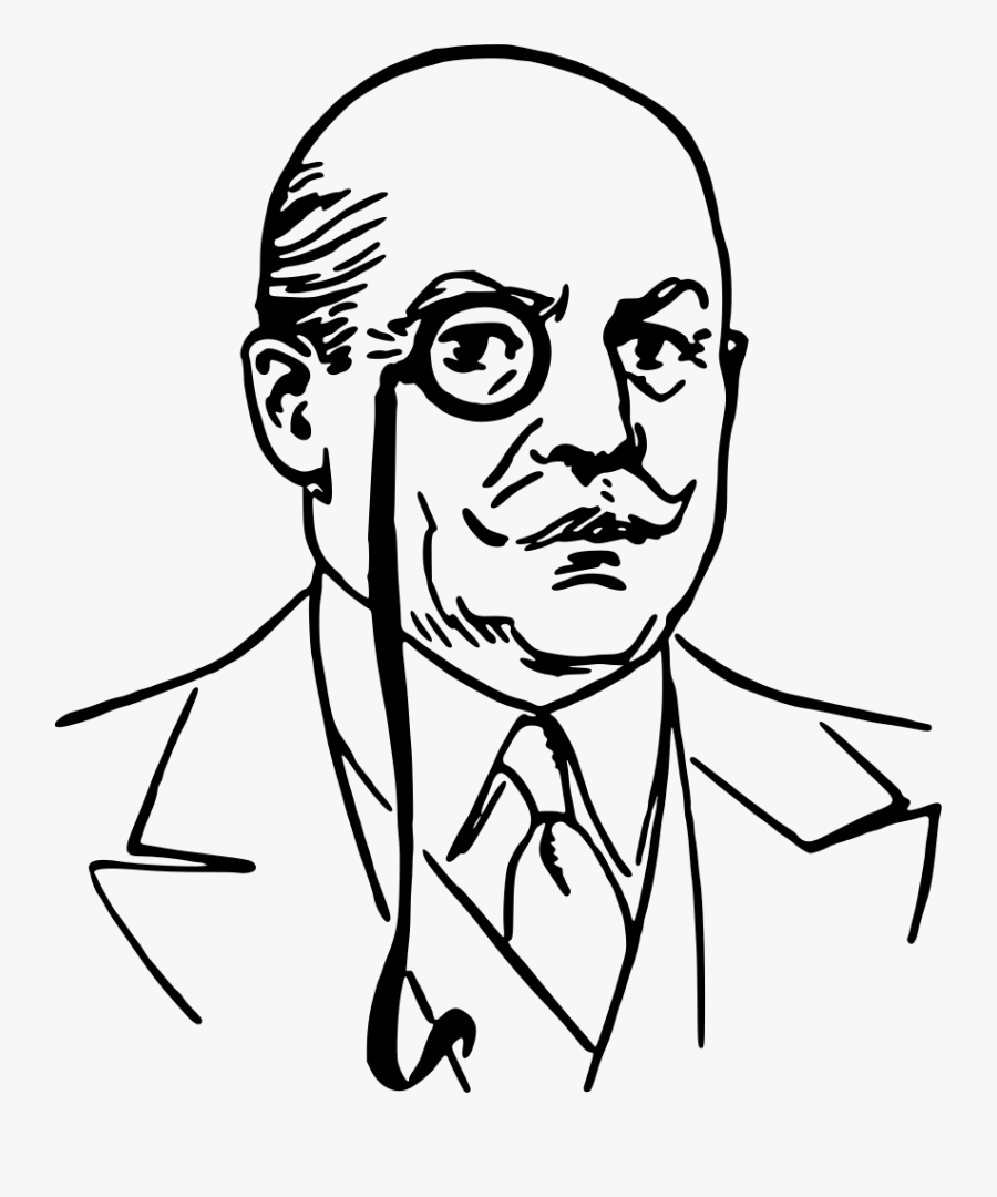 Emotion,art,monochrome Photography - Man With Monocle And Top Hat, Transparent Clipart