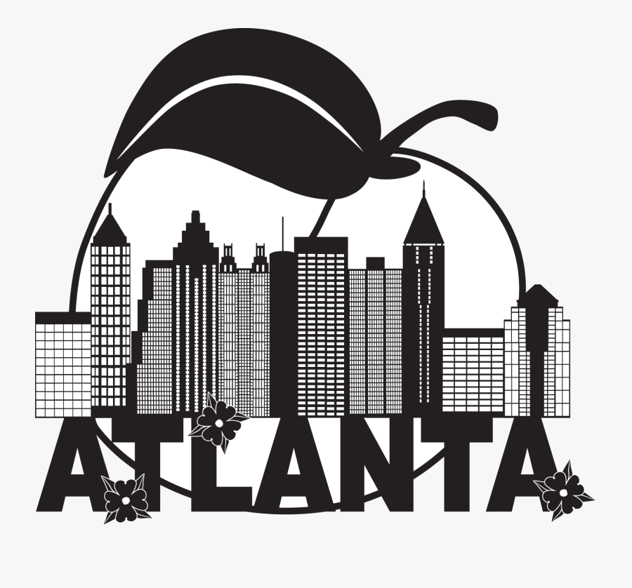 Transparent Charlotte Skyline Silhouette Png - White And Black City Georgia, Transparent Clipart