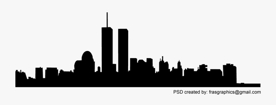 Transparent Twin Towers Clipart - New York Skyline Silhouette With Twin
