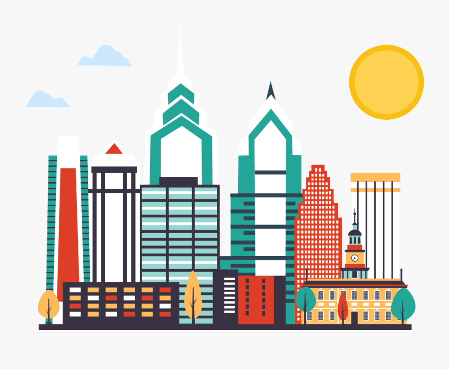 Philadelphia Skyline Cartoon, Transparent Clipart