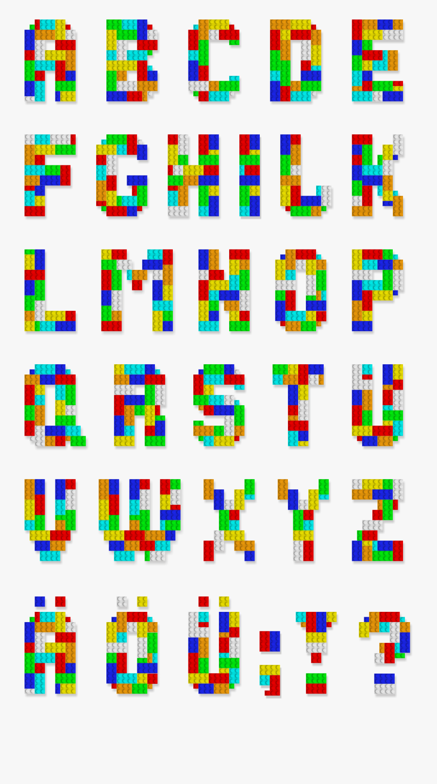 Rainbow Color Block Alphabet Mugs Clipart , Png Download - Lego Alphabet, Transparent Clipart