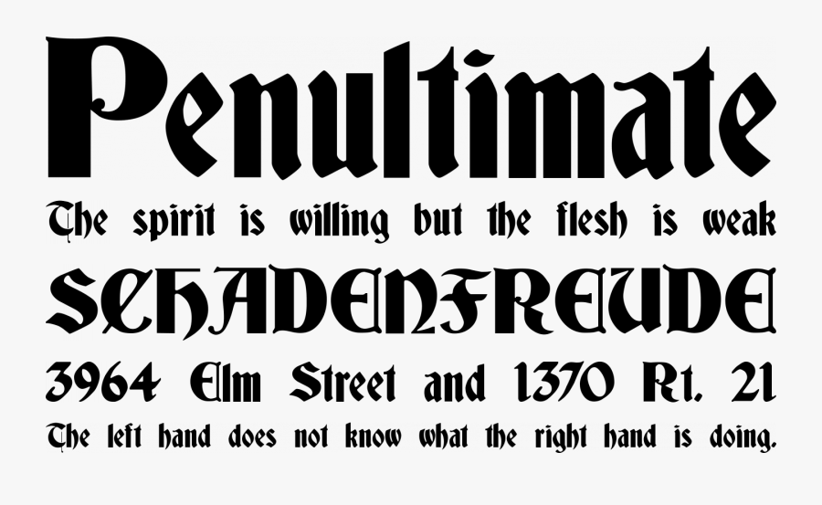 Clip Art Deutsch Gothic Free By - Deutsch Gothic Font, Transparent Clipart