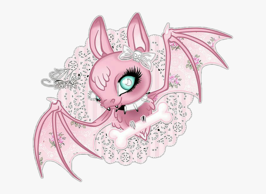 #bat #lilbat #goth #pinkgoth #pastelgoth #gothic #murcielago - Illustration, Transparent Clipart