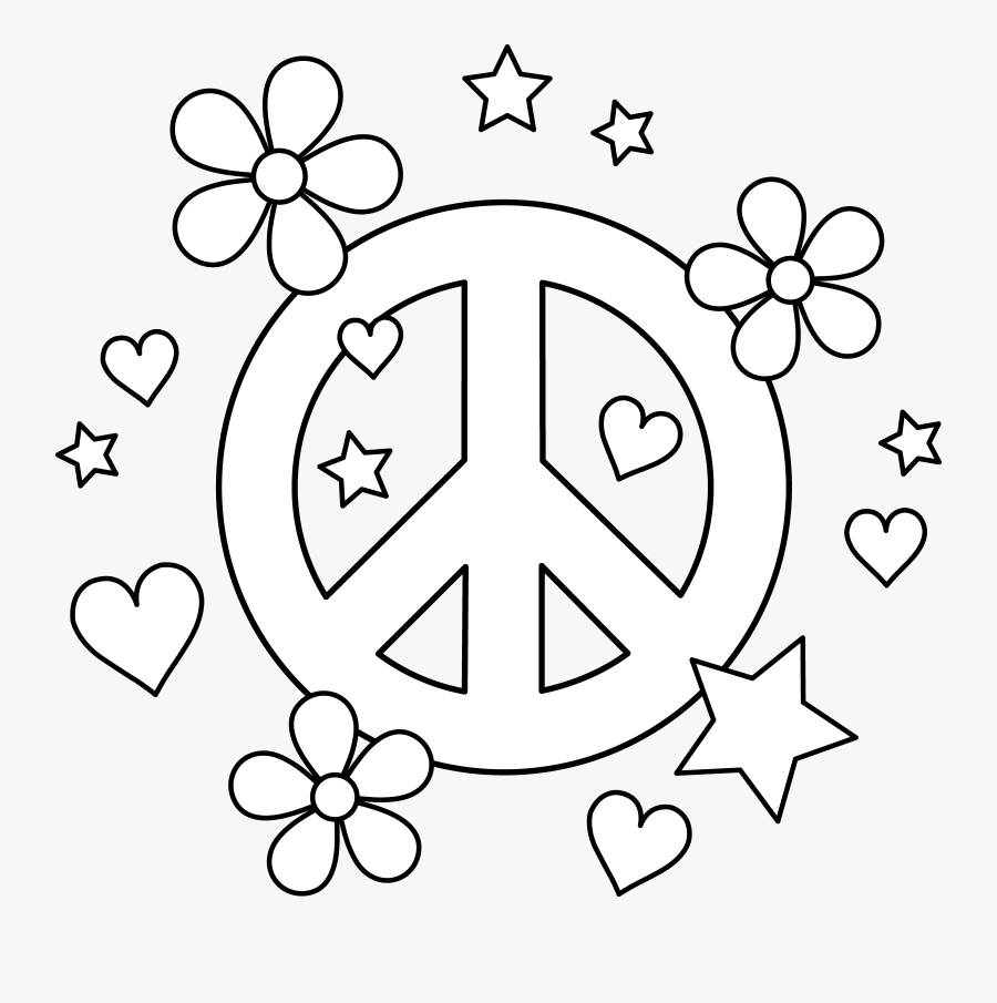 Colorable Peace Sign Design, Transparent Clipart