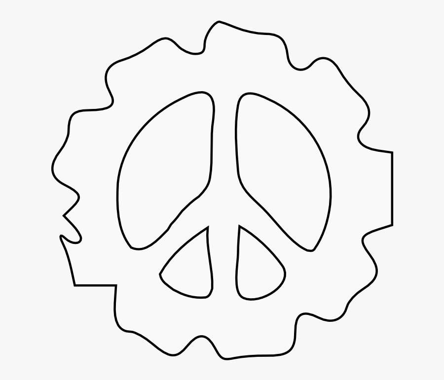 Peace Symbol Peace Sign Flower 86 Black White Line, Transparent Clipart