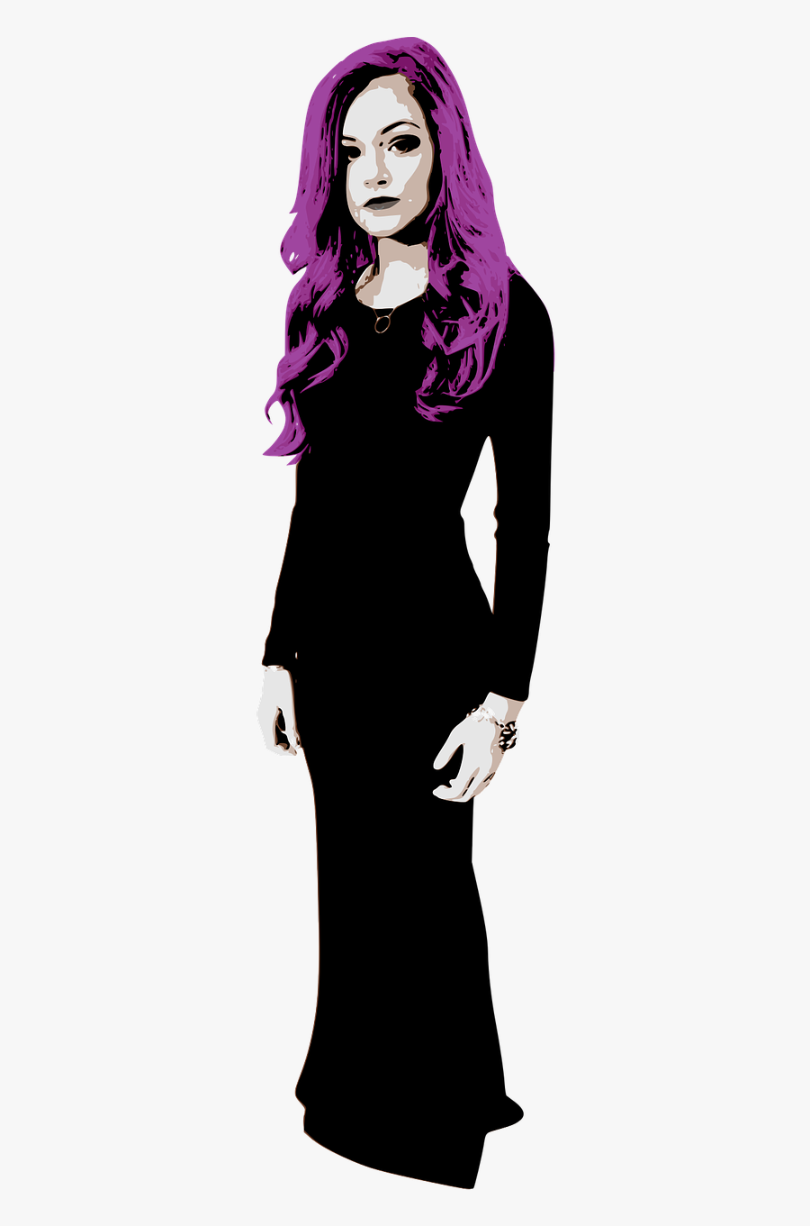 Goth Woman Vector, Transparent Clipart