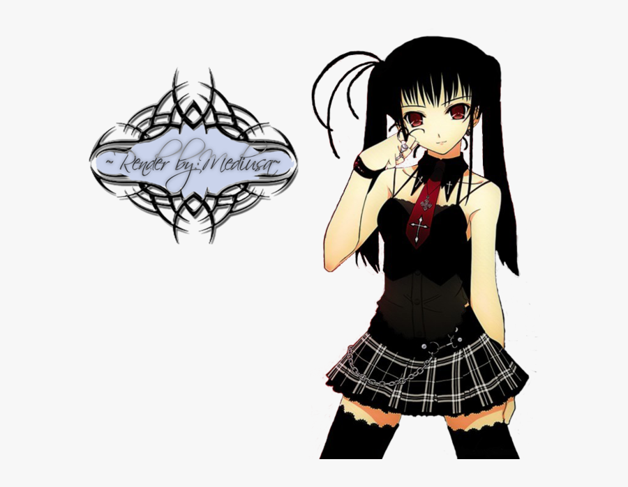 Anime Gothic Girl - Gothic School Girl Anime, Transparent Clipart