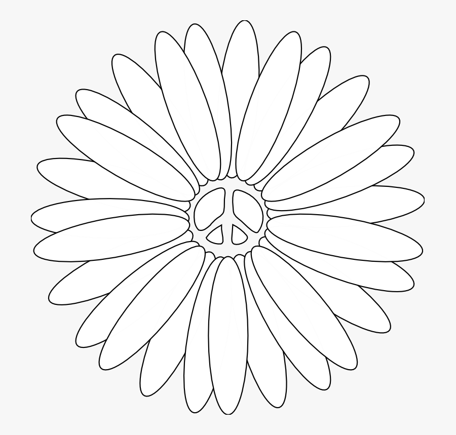 Peace Symbol Peace Sign Flower 32 Black White Line - Italjet Formula 50 Water Pump, Transparent Clipart