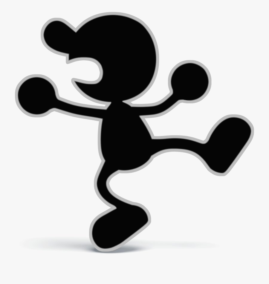 Game And Watch Parachute Png Clip Art Black And White - Mr Game And Watch Ssb4, Transparent Clipart