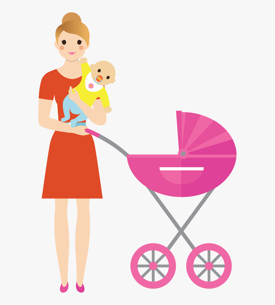 Mum And Pram, Transparent Clipart