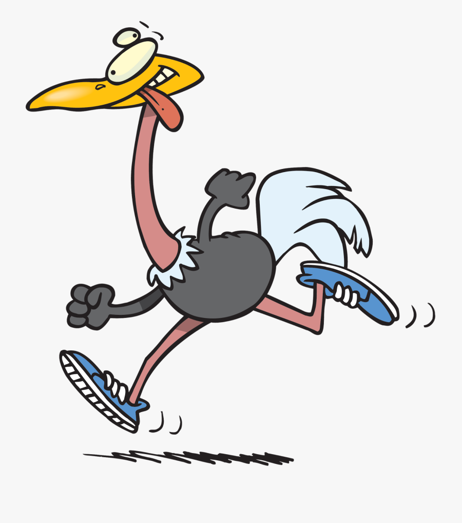 Ostrich Bird Running Cartoon, Transparent Clipart