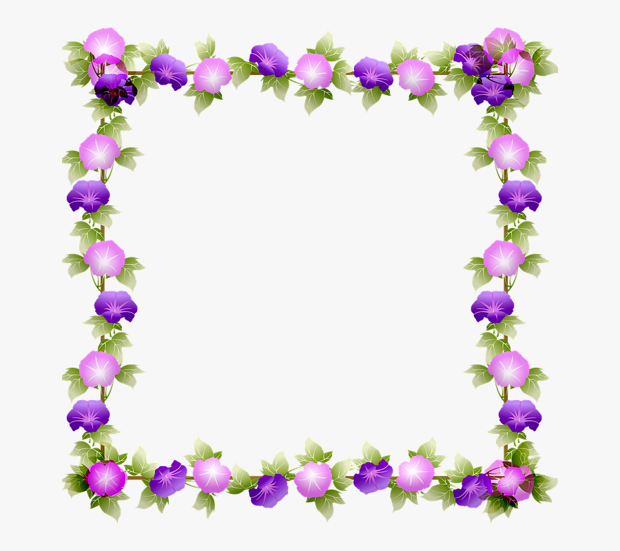 Transparent Flowers Frame Png - Purple Flower Png Frame, Transparent Clipart