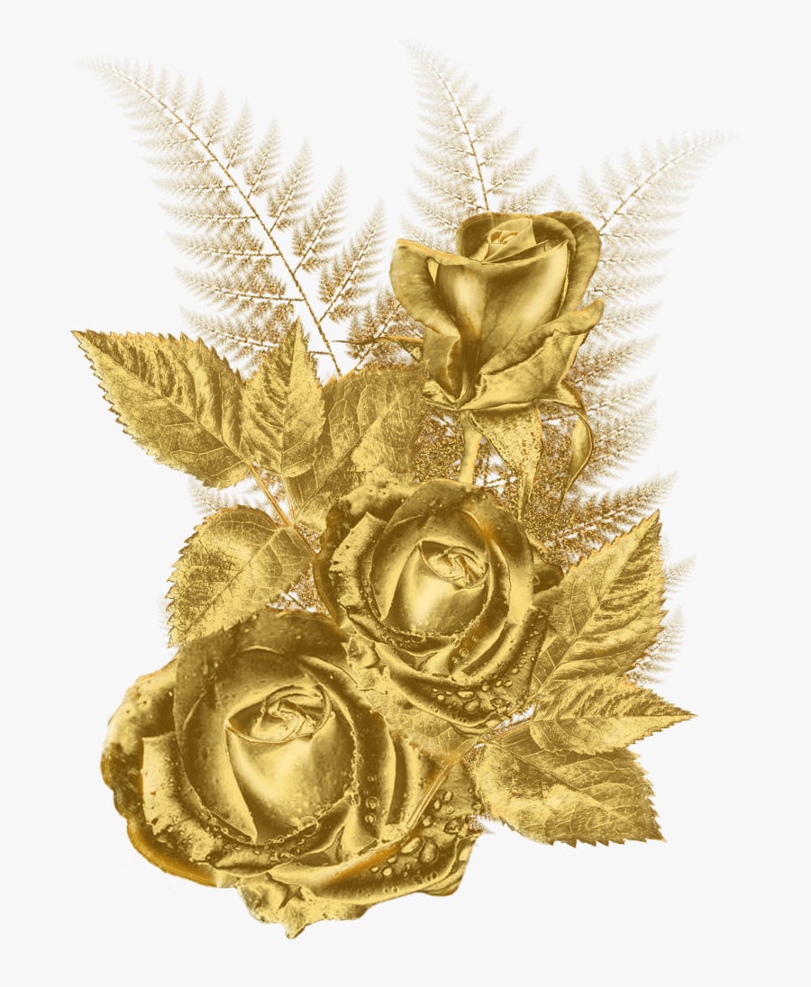 Golden By Roula Glory - Gold Flowers Transparent Background, Transparent Clipart