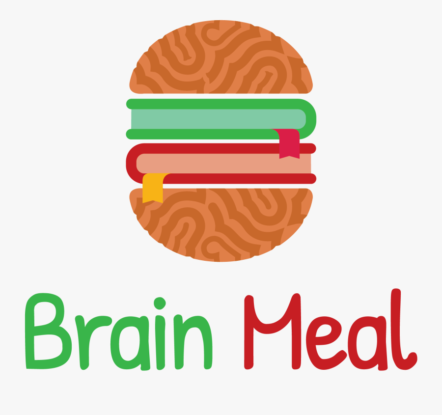 Comic Logo Featuring A Brain And Between Two Books - Bun, Transparent Clipart