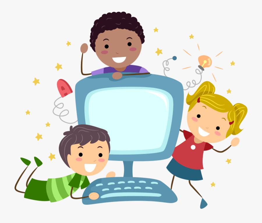 Computer Class Kids, Transparent Clipart