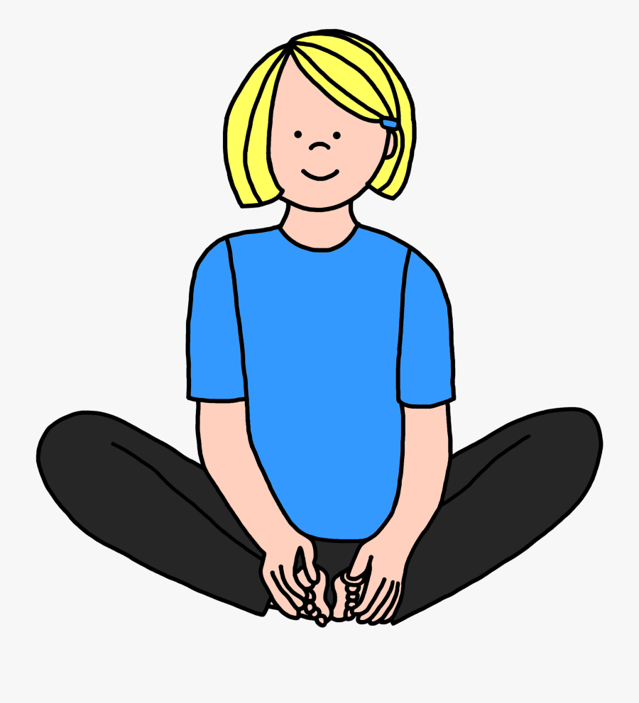 Cartoon Girl Sitting In A Yoga Butterfly Pose - Yoga Poses Kids Butterfly, Transparent Clipart