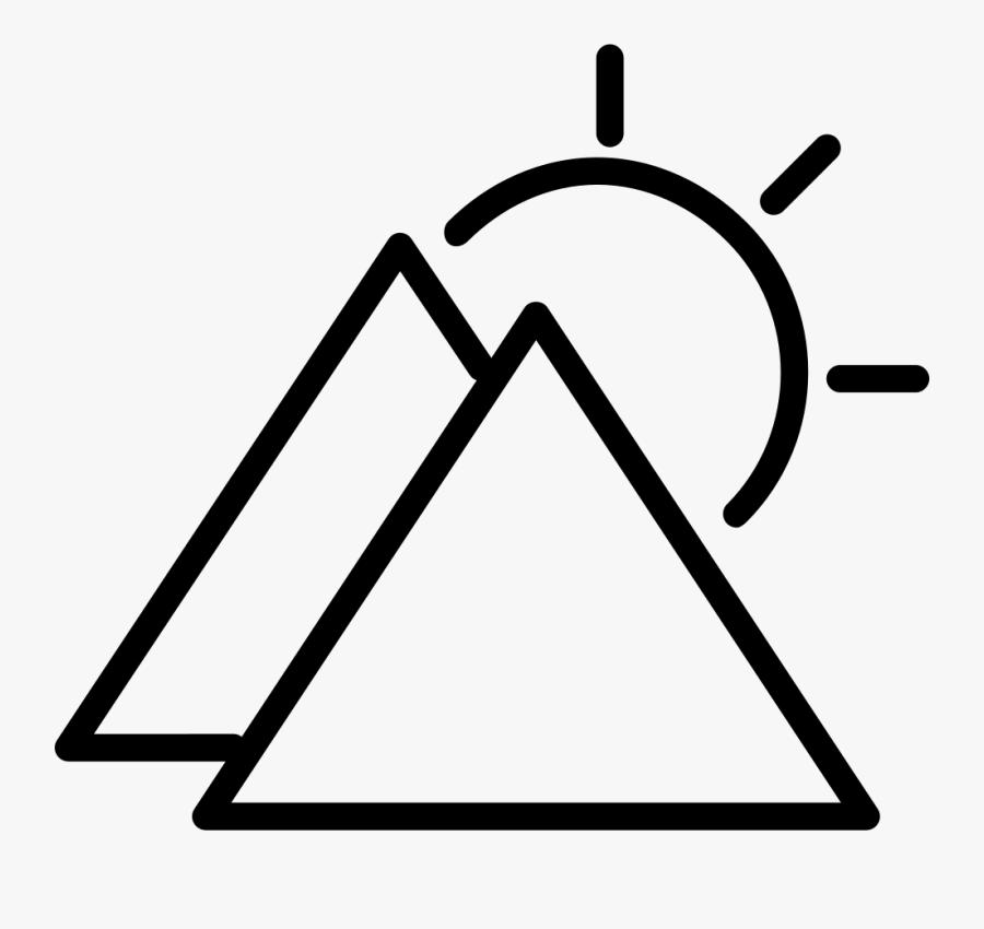 Sunny Day Symbol Outline With Triangular Mountains - Mountains Symbol Black And White, Transparent Clipart