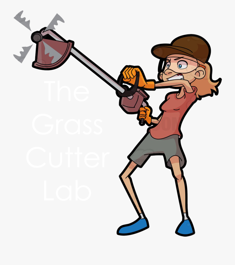 Grass Cutter Lab - Woman Mowing Lawn Clipart, Transparent Clipart