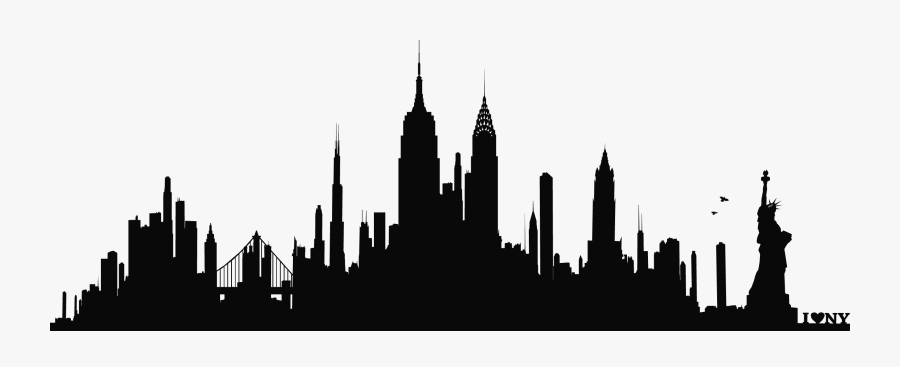 New York City Skyline Silhouette Wall Decal Phonograph - New York Skyline Png, Transparent Clipart