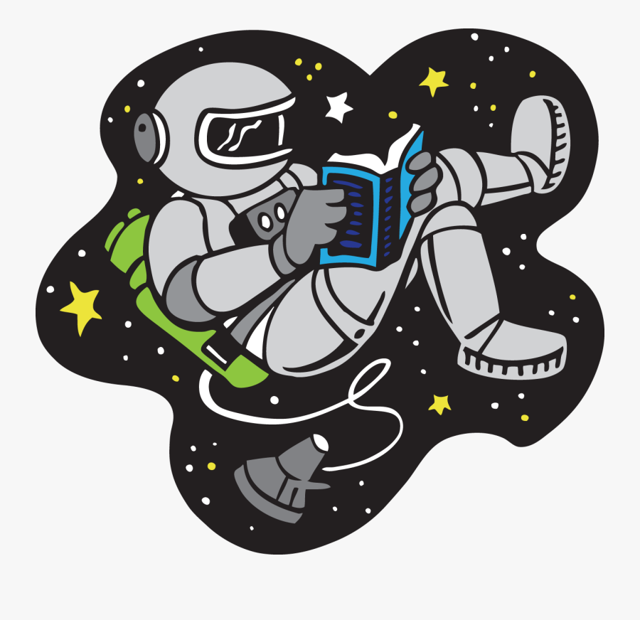 Astronaut Reading A Book Clipart, Transparent Clipart