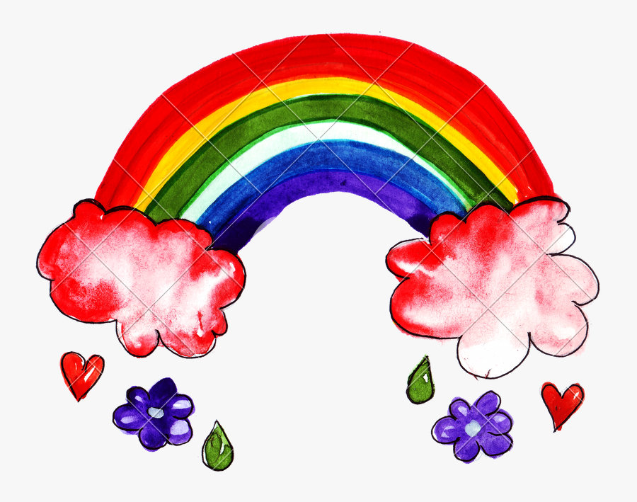Hand Drawing Of Colorful Watercolor Rainbow - Clipart Watercolor Rainbow Png, Transparent Clipart