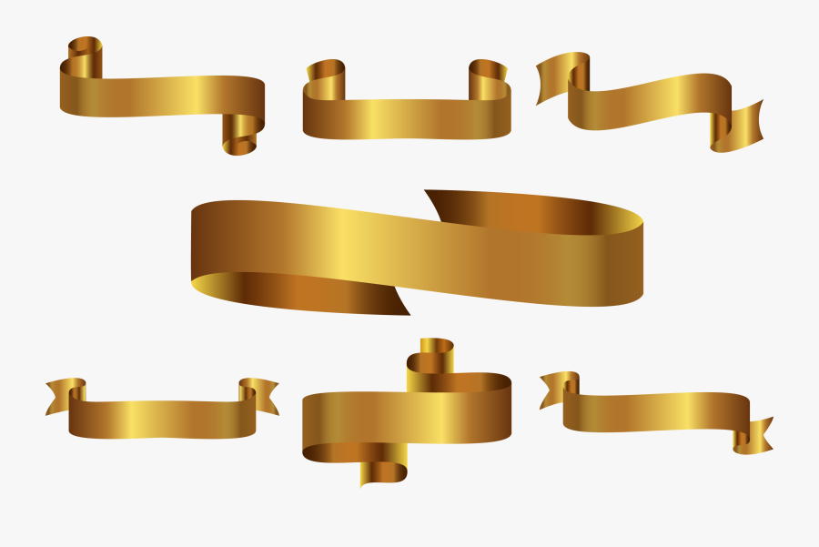 Vector Golden Ribbon Label Png Download - Gold Ribbon Vector Png Hd, Transparent Clipart