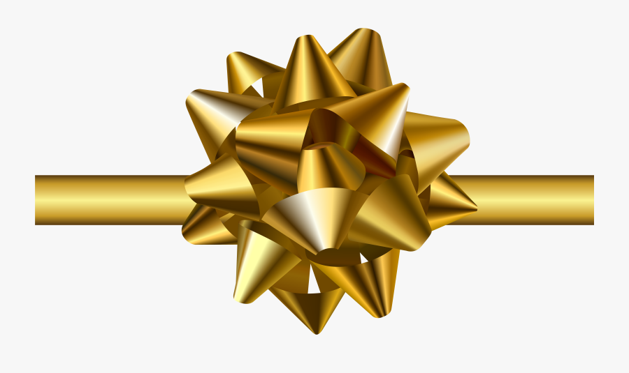 Transparent Png Clip Art - Gold Christmas Bow On Transparent, Transparent Clipart