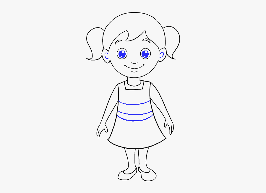 How To Draw A Beautiful Woman - Easy Cartoon Little Girls, Transparent Clipart