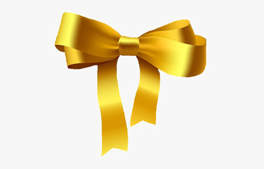 Golden Ribbon Bow Png, Transparent Clipart